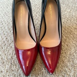 Shoe Republic LA Glossy Red and Black Heels